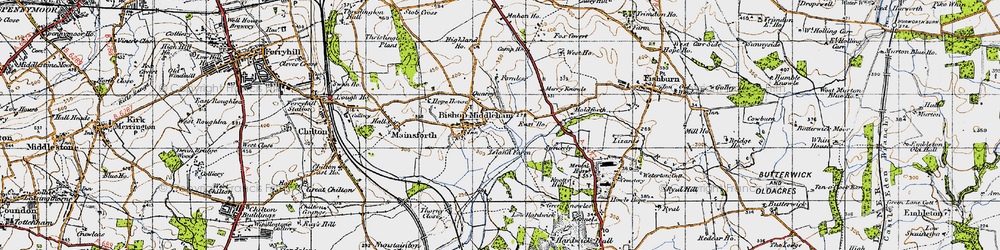 Old map of Bishop Middleham in 1947