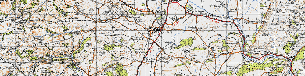 Old map of Bishop's Castle in 1947