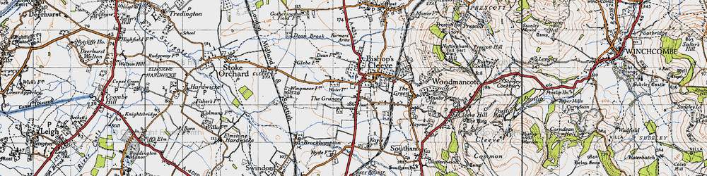 Old map of Bishop's Cleeve in 1946