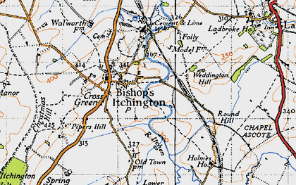 Old map of Bishop's Itchington in 1946