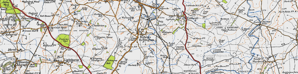 Old map of Bishop's Itchington in 1946