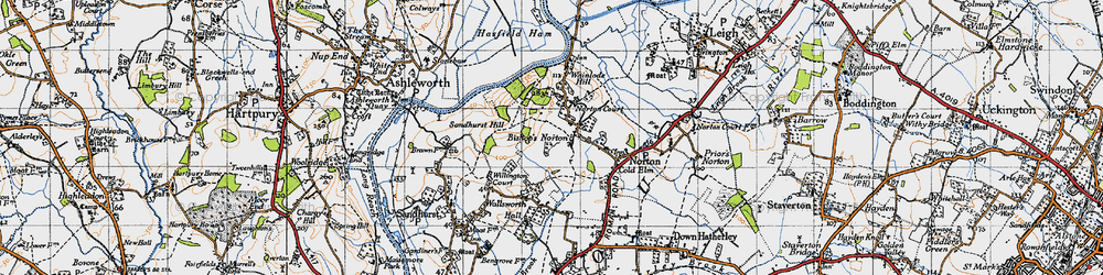 Old map of Bishop's Norton in 1947