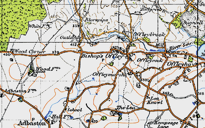 Old map of Bishop's Offley in 1946