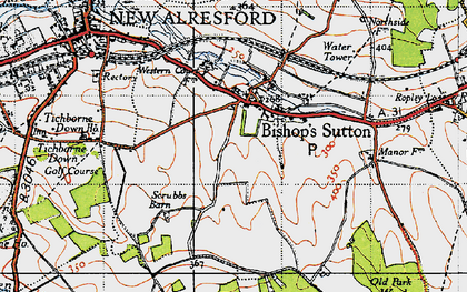 Old map of Bishop's Sutton in 1945