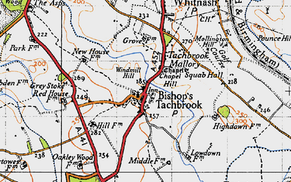 Old map of Bishop's Tachbrook in 1946