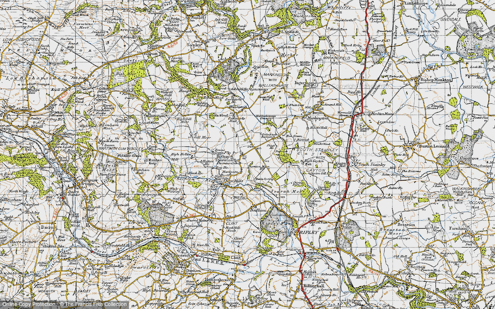 Old Map of Historic Map covering Barsneb Wood in 1947