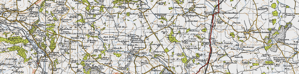 Old map of Bishop Thornton in 1947