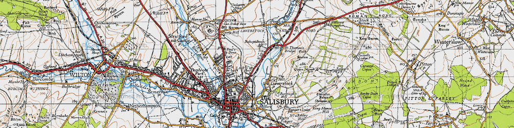 Old map of Bishopdown in 1940