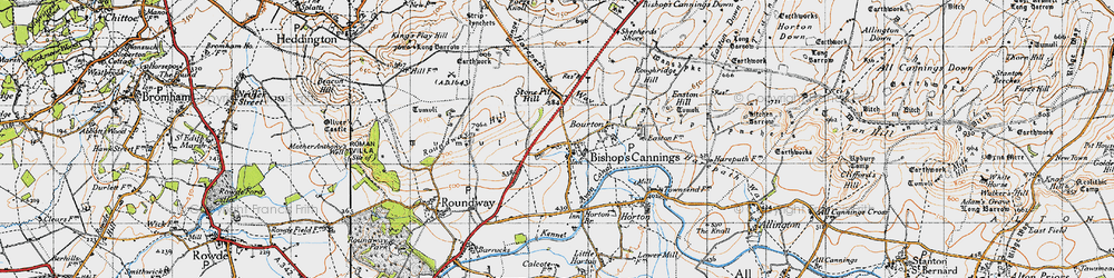 Old map of Bishops Cannings in 1940