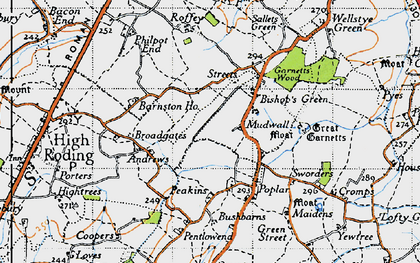 Old map of Bishops Green in 1946