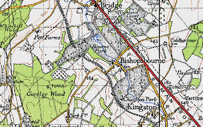 Old map of Bishopsbourne in 1947