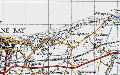 Old map of Bishopstone in 1947