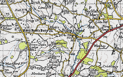 Old map of Bishopswood in 1946