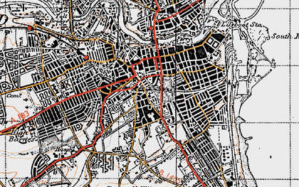 Old map of Bishopwearmouth in 1947