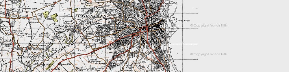 Old map of Bishopwearmouth in 1947