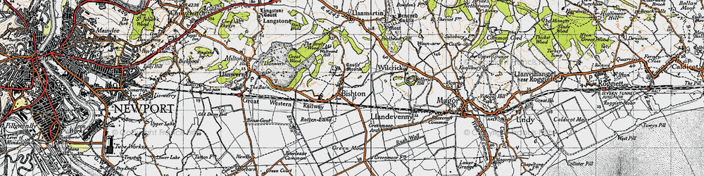 Old map of Bishton in 1946