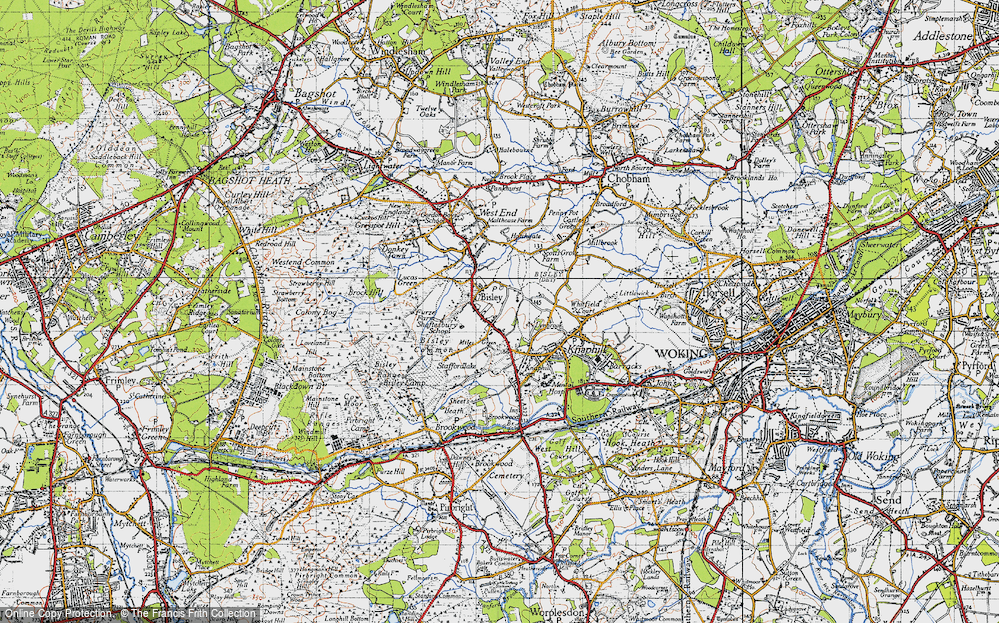 Old Map of Bisley, 1940 in 1940