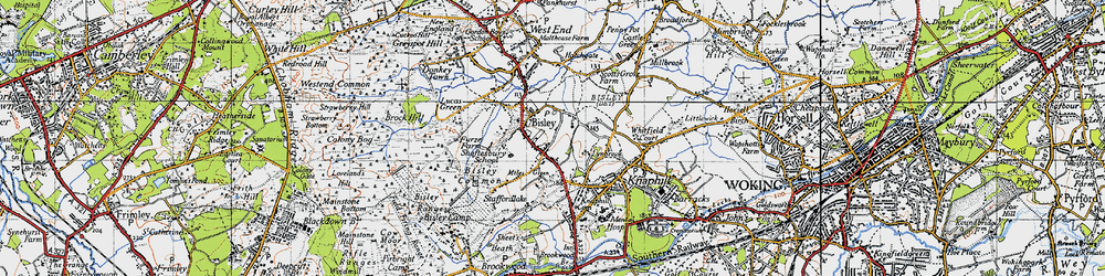 Old map of Bisley in 1940