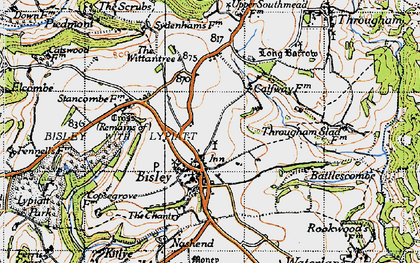 Old map of Bisley in 1946