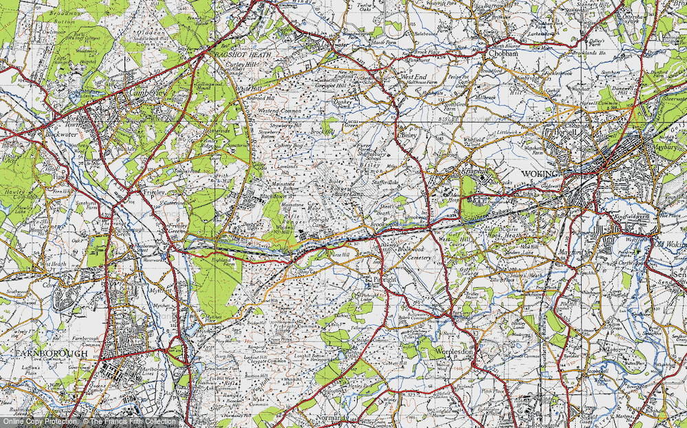 Old Map of Historic Map covering Bisley Ranges in 1940