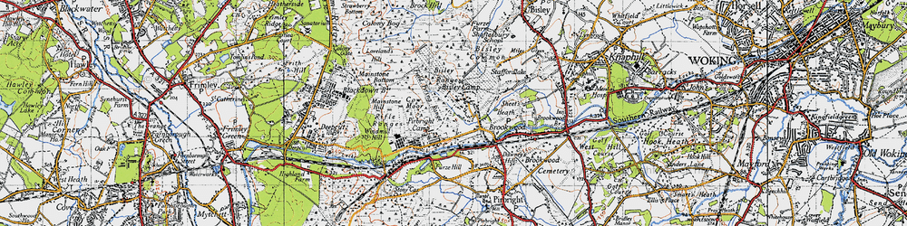 Old map of Bisley Camp (National Shooting Centre) in 1940