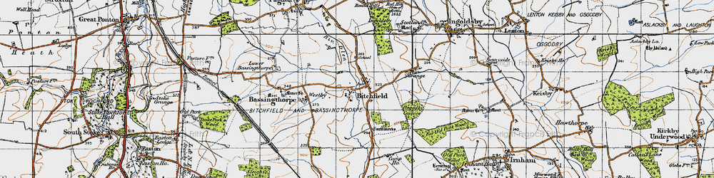 Old map of Bitchfield in 1946