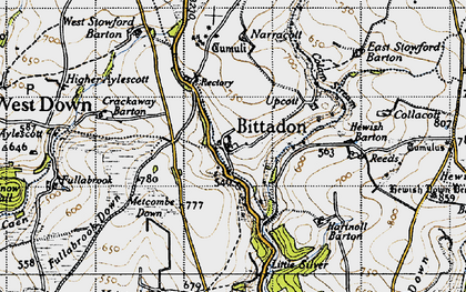 Old map of Bittadon in 1946