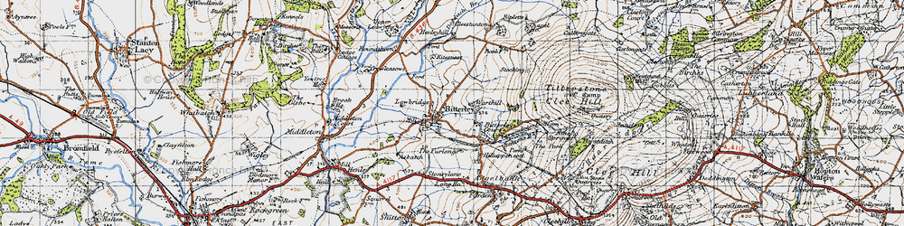 Old map of Bitterley in 1947