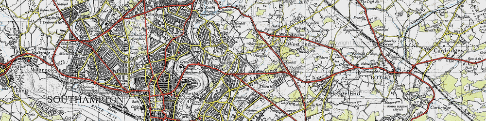 Old map of Bitterne in 1945