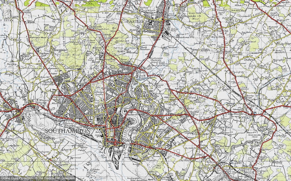 Old Map of Bitterne Park, 1945 in 1945