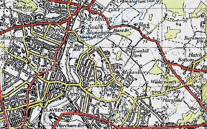 Old map of Bitterne Park in 1945