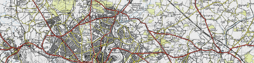 Old map of Bitterne Park in 1945