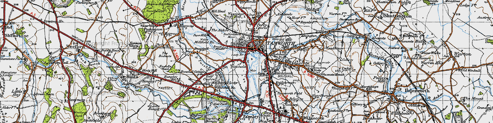 Old map of Bitterscote in 1946