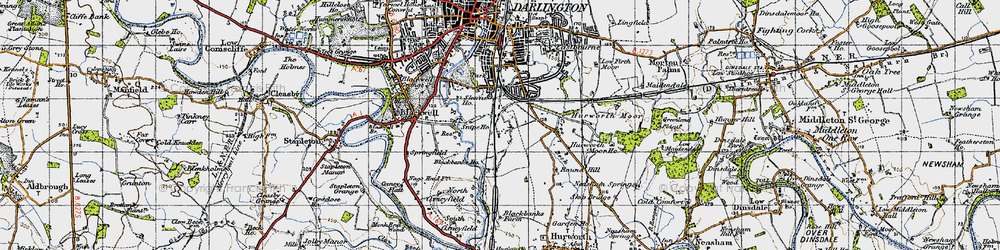 Old map of Black Banks in 1947