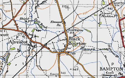 Old map of Black Bourton in 1947