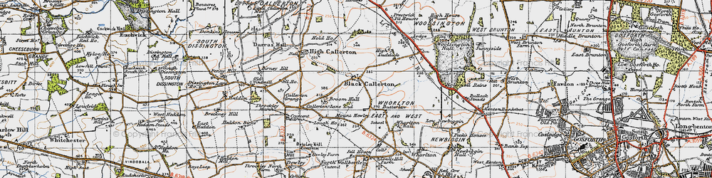 Old map of Black Callerton in 1947