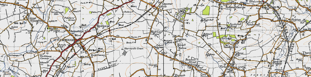 Old map of Black Carr in 1946