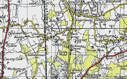 Old map of Black Corner in 1940