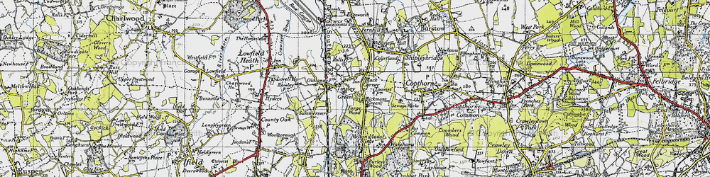 Old map of Black Corner in 1940