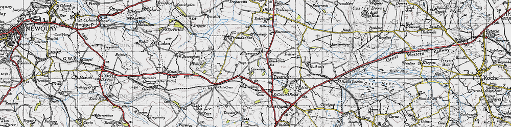 Old map of Black Cross in 1946