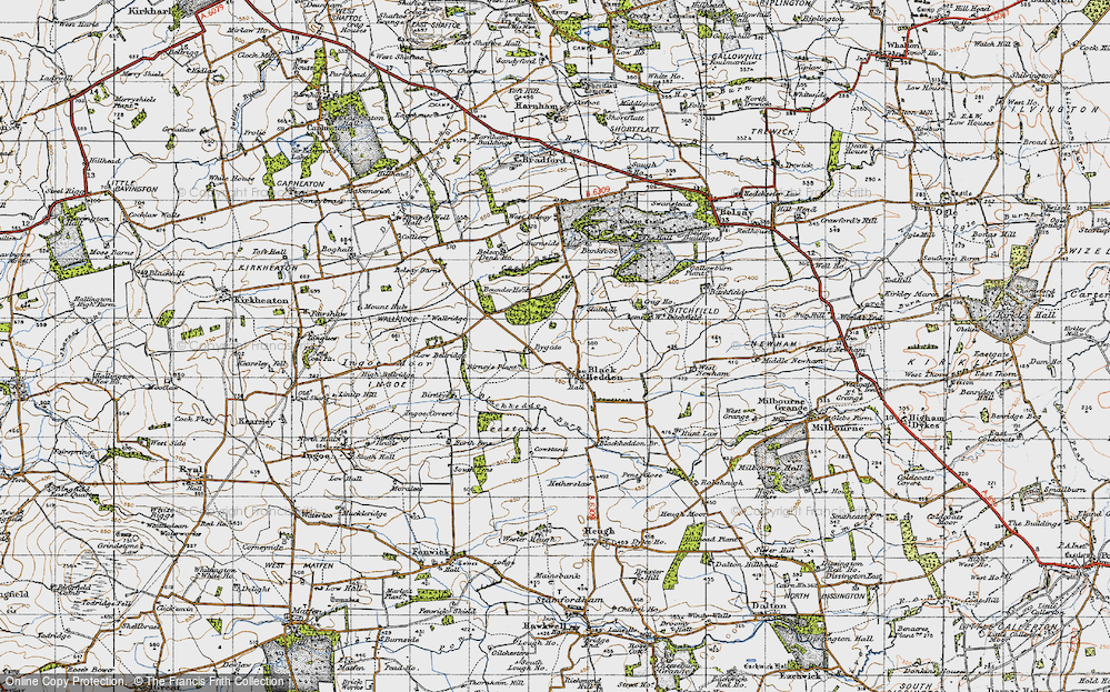 Old Map of Black Heddon, 1947 in 1947
