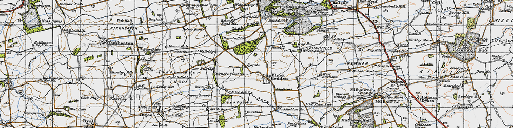 Old map of Black Heddon in 1947