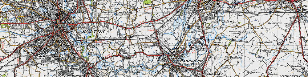 Old map of Black Lane in 1947
