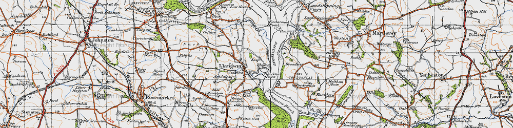 Old map of Black Tar in 1946