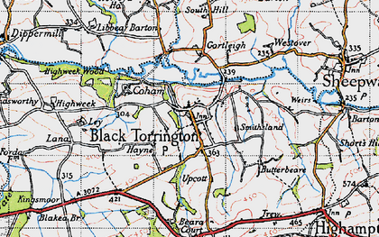 Old map of Black Torrington in 1946