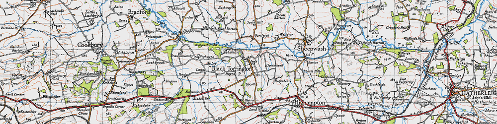 Old map of Black Torrington in 1946