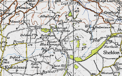 Old map of Blackborough Ho in 1946