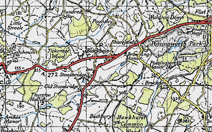 Old map of Tickerage Wood in 1940
