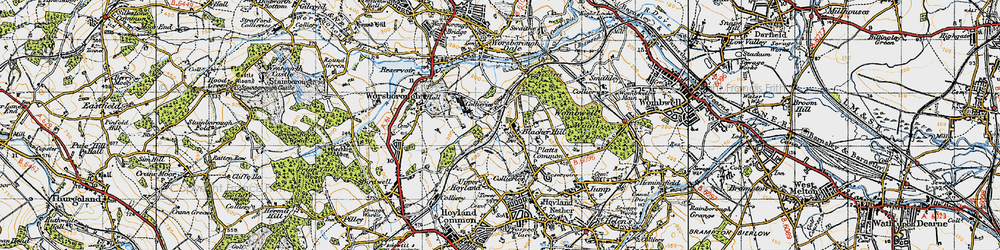 Old map of Blacker Hill in 1947