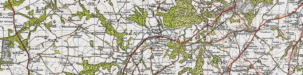Old map of Blackhall Mill in 1947